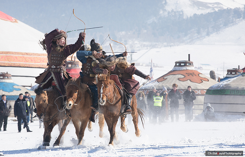 mongol falconers at eagle festival in ulaanbaatar